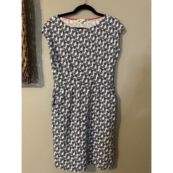 Boden Dress 8 Cap Sleeve Blue Ivory Pineapples Cotton Casual Pullover Washable - Picture 10 of 15